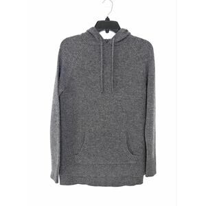Athleta Cashmere Hoodie Sweater XXS Charcoal Gray Front Pocket Cozy Athleisure